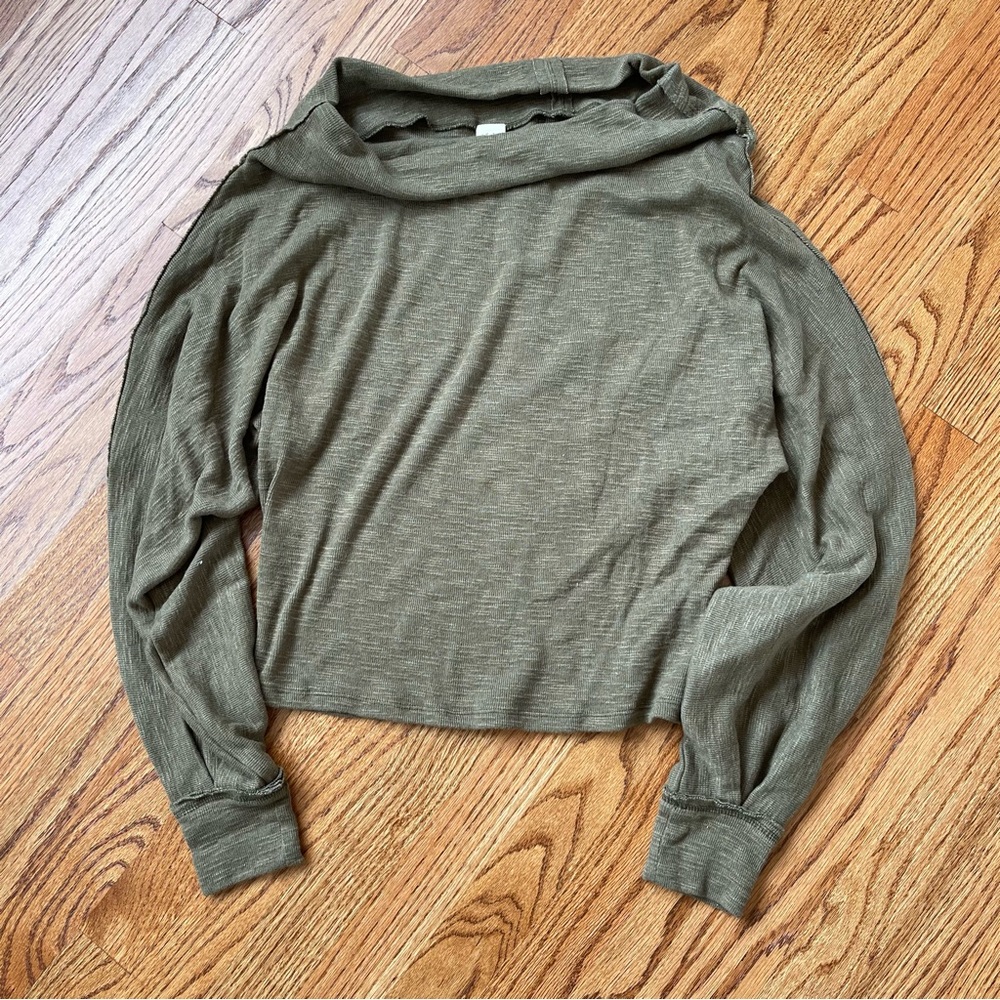 Free People - Slouchy Dark Olive Top